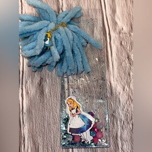 Alice in Wonderland Glitter Bookmark with Blue Ribbon